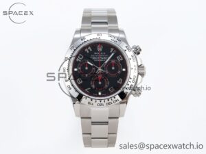 Rolex Daytona 116509 SS OMF Best Edition Black Numeral Dial on SS Bracelet A7750 (Slim Movement)