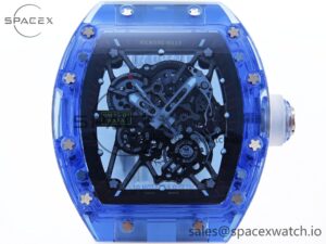 Richard Mille RM035 Blue Transparent RMF Best Edition Skeleton Dial on Translucent Rubber Strap Clone RMUL2 - Image 2