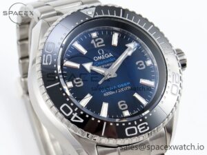 Omega SEAMASTER PLANET OCEAN 6000M ULTRA DEEP 45.5MM SS TF 1:1 BEST EDITION BLUE DIAL BLACK BEZEL ON SS BRACELET A2824 - Image 3