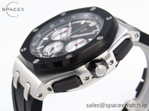 Audermars Piguet Royal Oak Offshore 44mm SS Black Ceramic Bezel APF 1:1 Best Edition Black/Silver Dial on Black Rubber Strap A4401 - Image 7