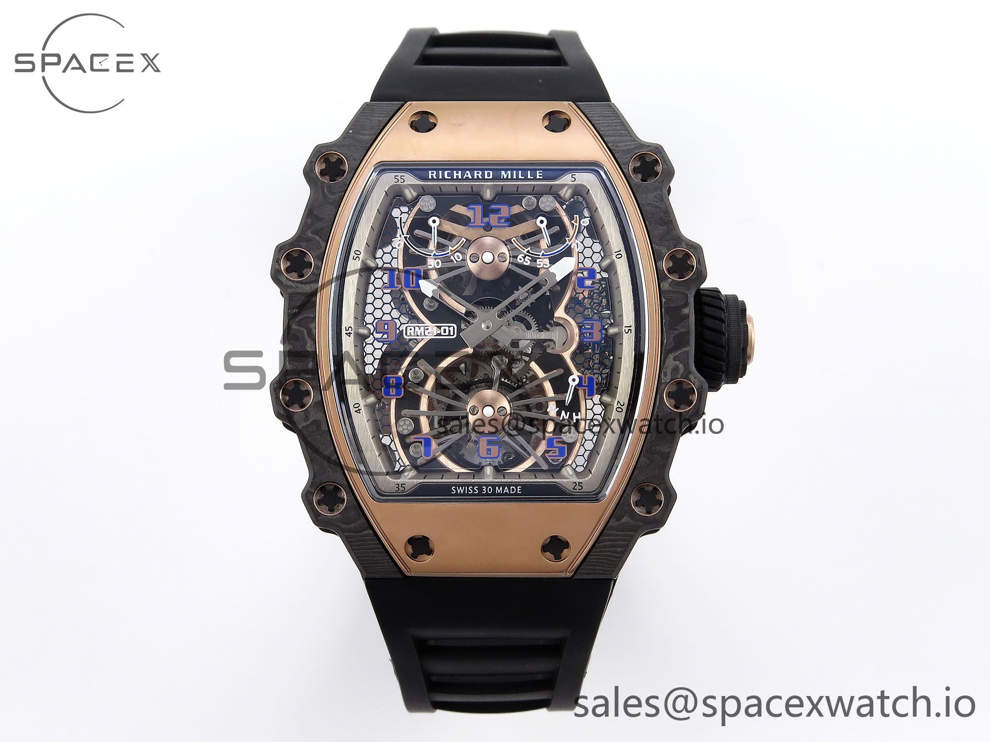 IMG_0125 Richard Mille RM21-01 RG Tourbillon RMF Best Edition Skeleton Dial on Black Rubber Strap - Image 1