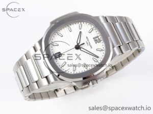 PATEK PHILIPPE NAUTILUS 7118 LADIES SS PPF 1:1 BEST EDITION WHITE DIAL ON SS BRACELET 324CS - Image 6