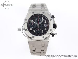 AUDEMARS PIGUET ROYAL OAK OFFSHORE 42MM SS APF 1:1 BEST EDITION BLACK DIAL ON SS BRACELET A3126