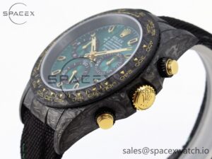 Rolex Daytona DIW Carbon/YG Case and Bezel DIWF Edition Green Dial on Black Nylon Strap A7750 - Image 7