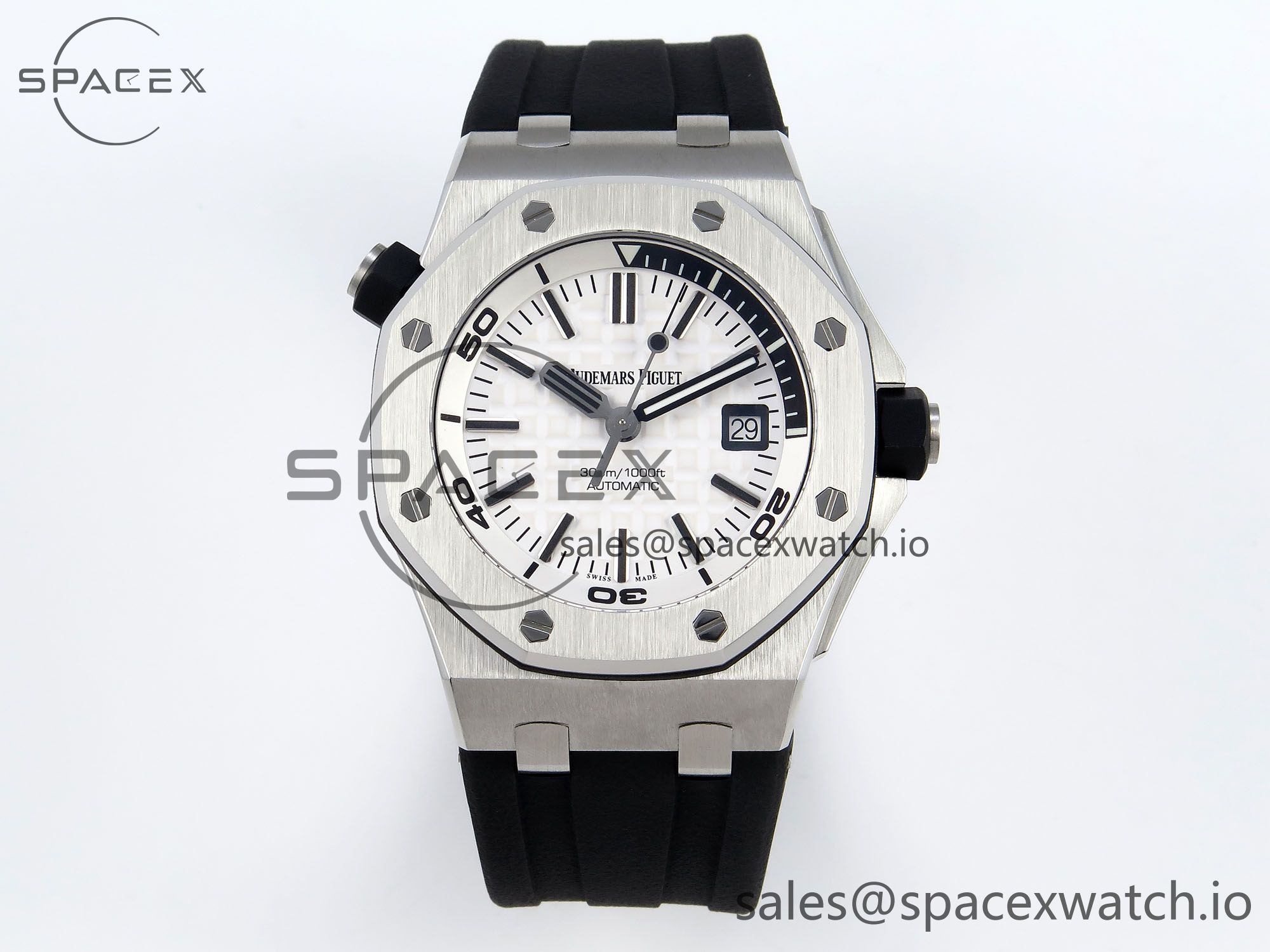IMG_0128 Audermars Piguet Royal Oak Offshore Diver 15710 IPF 1:1 Best Edition White Dial on Black Rubber Strap SA3120 Super Clone - Image 1