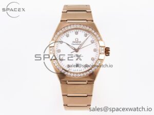 Omega Constellation 39mm RG Diamonds Bezel ASWF 1:1 Best Edition White Dial on RG Bracelet A8801