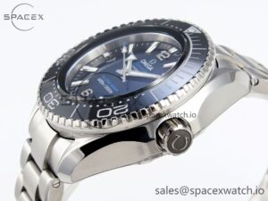 Omega SEAMASTER PLANET OCEAN 6000M ULTRA DEEP 45.5MM SS TF 1:1 BEST EDITION BLUE DIAL BLACK BEZEL ON SS BRACELET A2824 - Image 7