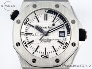 Audermars Piguet Royal Oak Offshore Diver 15710 IPF 1:1 Best Edition White Dial on Black Rubber Strap SA3120 Super Clone - Image 2