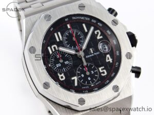 AUDEMARS PIGUET ROYAL OAK OFFSHORE 42MM SS APF 1:1 BEST EDITION BLACK DIAL ON SS BRACELET A3126 - Image 3