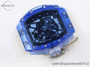 Richard Mille RM035 Blue Transparent RMF Best Edition Skeleton Dial on Translucent Rubber Strap Clone RMUL2 - Image 6
