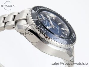 Omega SEAMASTER PLANET OCEAN 6000M ULTRA DEEP 45.5MM SS TF 1:1 BEST EDITION BLUE DIAL BLACK BEZEL ON SS BRACELET A2824 - Image 8