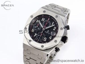 AUDEMARS PIGUET ROYAL OAK OFFSHORE 42MM SS APF 1:1 BEST EDITION BLACK DIAL ON SS BRACELET A3126 - Image 4