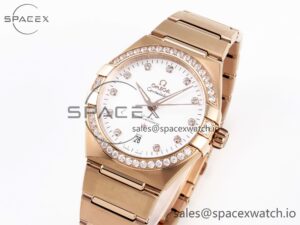 Omega Constellation 39mm RG Diamonds Bezel ASWF 1:1 Best Edition White Dial on RG Bracelet A8801 - Image 4