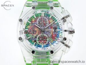 Audermars Piguet Royal Oak Offshore 44mm Transparent APF Best Edition Colorful Dial on Green Rubber Strap A3126 - Image 2