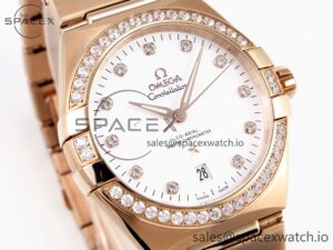 Omega Constellation 39mm RG Diamonds Bezel ASWF 1:1 Best Edition White Dial on RG Bracelet A8801 - Image 3