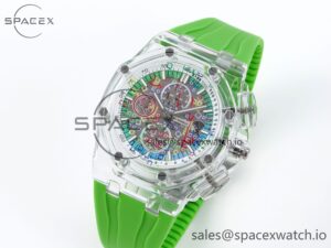Audermars Piguet Royal Oak Offshore 44mm Transparent APF Best Edition Colorful Dial on Green Rubber Strap A3126 - Image 4