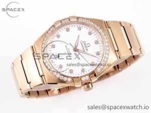 Omega Constellation 39mm RG Diamonds Bezel ASWF 1:1 Best Edition White Dial on RG Bracelet A8801 - Image 6