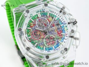 Audermars Piguet Royal Oak Offshore 44mm Transparent APF Best Edition Colorful Dial on Green Rubber Strap A3126 - Image 3