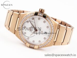 Omega Constellation 39mm RG Diamonds Bezel ASWF 1:1 Best Edition White Dial on RG Bracelet A8801 - Image 5