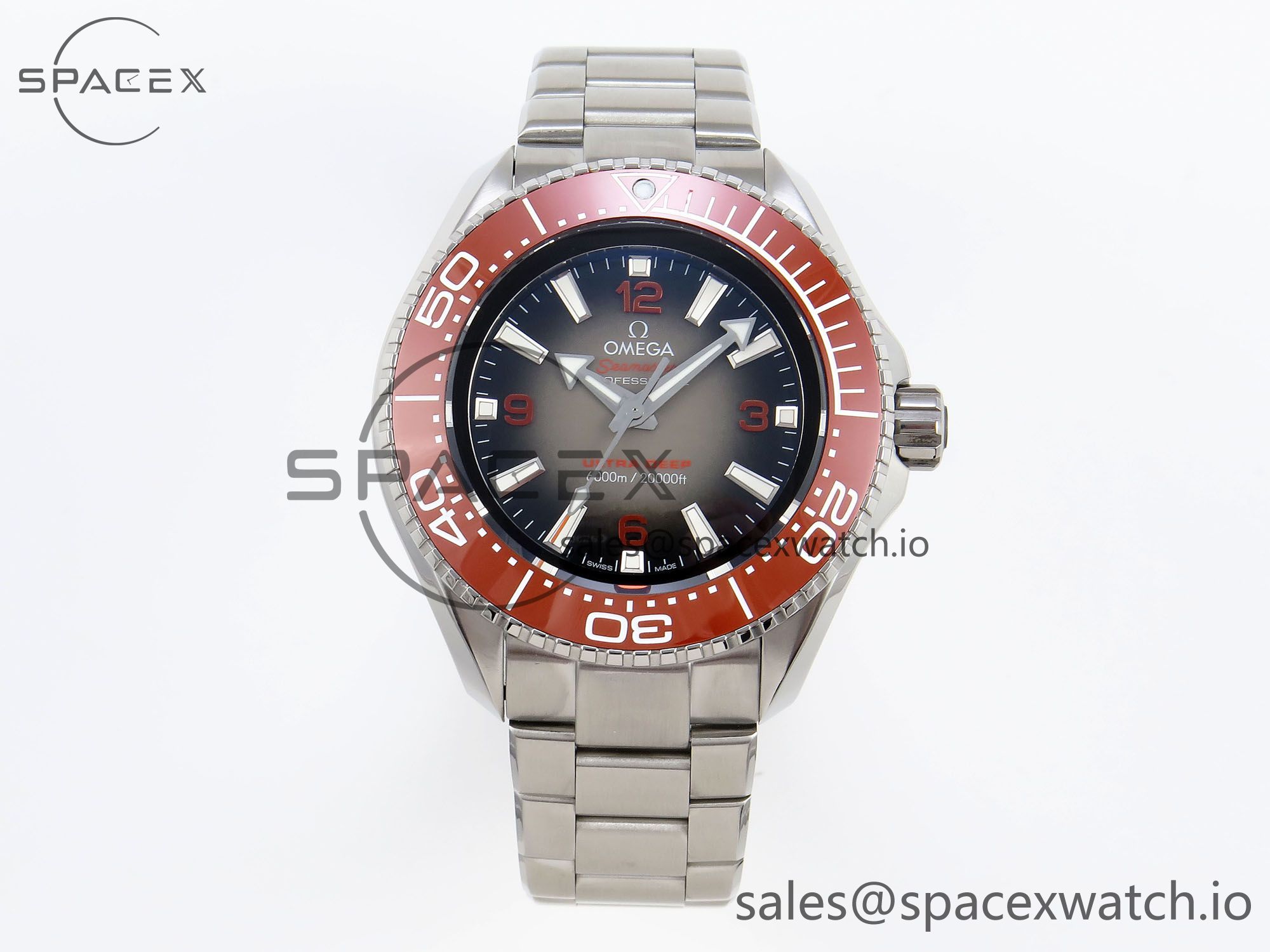 IMG_0135 Omega SEAMASTER PLANET OCEAN 6000M ULTRA DEEP 45.5MM SS TF 1:1 BEST EDITION GRAY DIAL ORANGE BEZEL ON SS BRACELET A2824 - Image 1