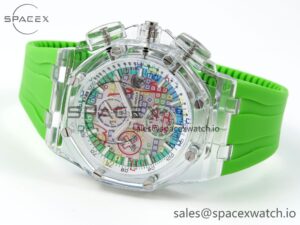 Audermars Piguet Royal Oak Offshore 44mm Transparent APF Best Edition Colorful Dial on Green Rubber Strap A3126 - Image 5