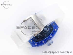 Richard Mille RM035 Blue Transparent RMF Best Edition Skeleton Dial on Translucent Rubber Strap Clone RMUL2 - Image 14