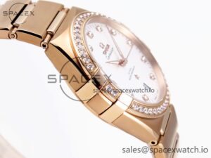 Omega Constellation 39mm RG Diamonds Bezel ASWF 1:1 Best Edition White Dial on RG Bracelet A8801 - Image 8
