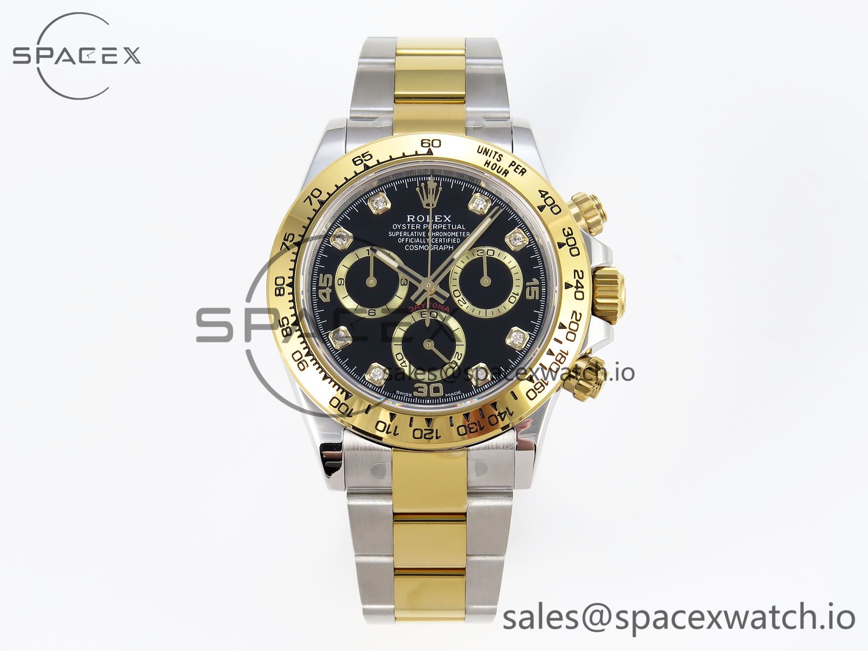 IMG_0137 Rolex Daytona 116503 KING 1:1 Best Edition Black/YG Diamonds Dial on SS/YG Bracelet SA4130 - Image 1