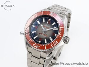 Omega SEAMASTER PLANET OCEAN 6000M ULTRA DEEP 45.5MM SS TF 1:1 BEST EDITION GRAY DIAL ORANGE BEZEL ON SS BRACELET A2824 - Image 4