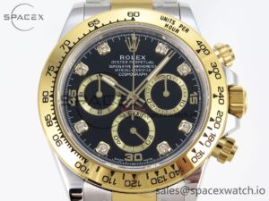 Rolex Daytona 116503 KING 1:1 Best Edition Black/YG Diamonds Dial on SS/YG Bracelet SA4130 - Image 2