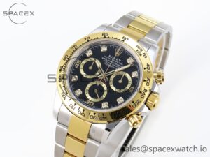 Rolex Daytona 116503 KING 1:1 Best Edition Black/YG Diamonds Dial on SS/YG Bracelet SA4130 - Image 4