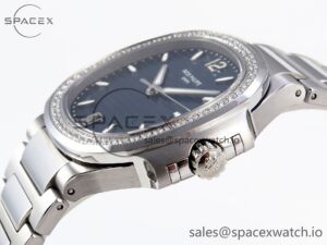 PATEK PHILIPPE NAUTILUS 7118 LADIES SS PPF 1:1 BEST EDITION BLUE DIAL DIAMONDS BEZEL ON SS BRACELET 324CS - Image 7