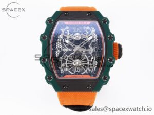 Richard Mille RM21-02 Tourbillon NTPT RMF Best Edition Skeleton Dial on Orange Rubber Strap