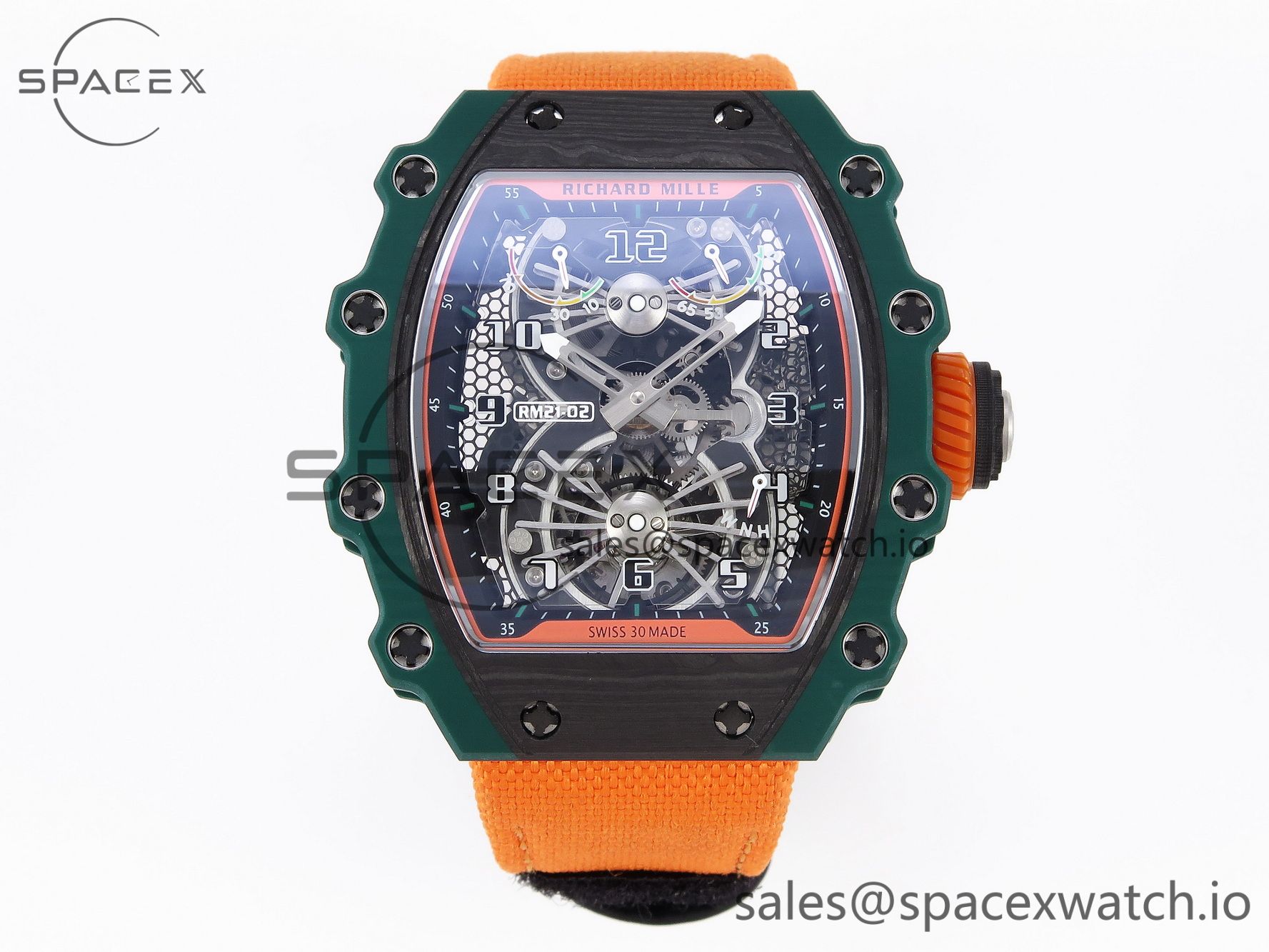 IMG_0141 Richard Mille RM21-02 Tourbillon NTPT RMF Best Edition Skeleton Dial on Orange Rubber Strap - Image 1