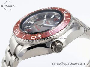 Omega SEAMASTER PLANET OCEAN 6000M ULTRA DEEP 45.5MM SS TF 1:1 BEST EDITION GRAY DIAL ORANGE BEZEL ON SS BRACELET A2824 - Image 7