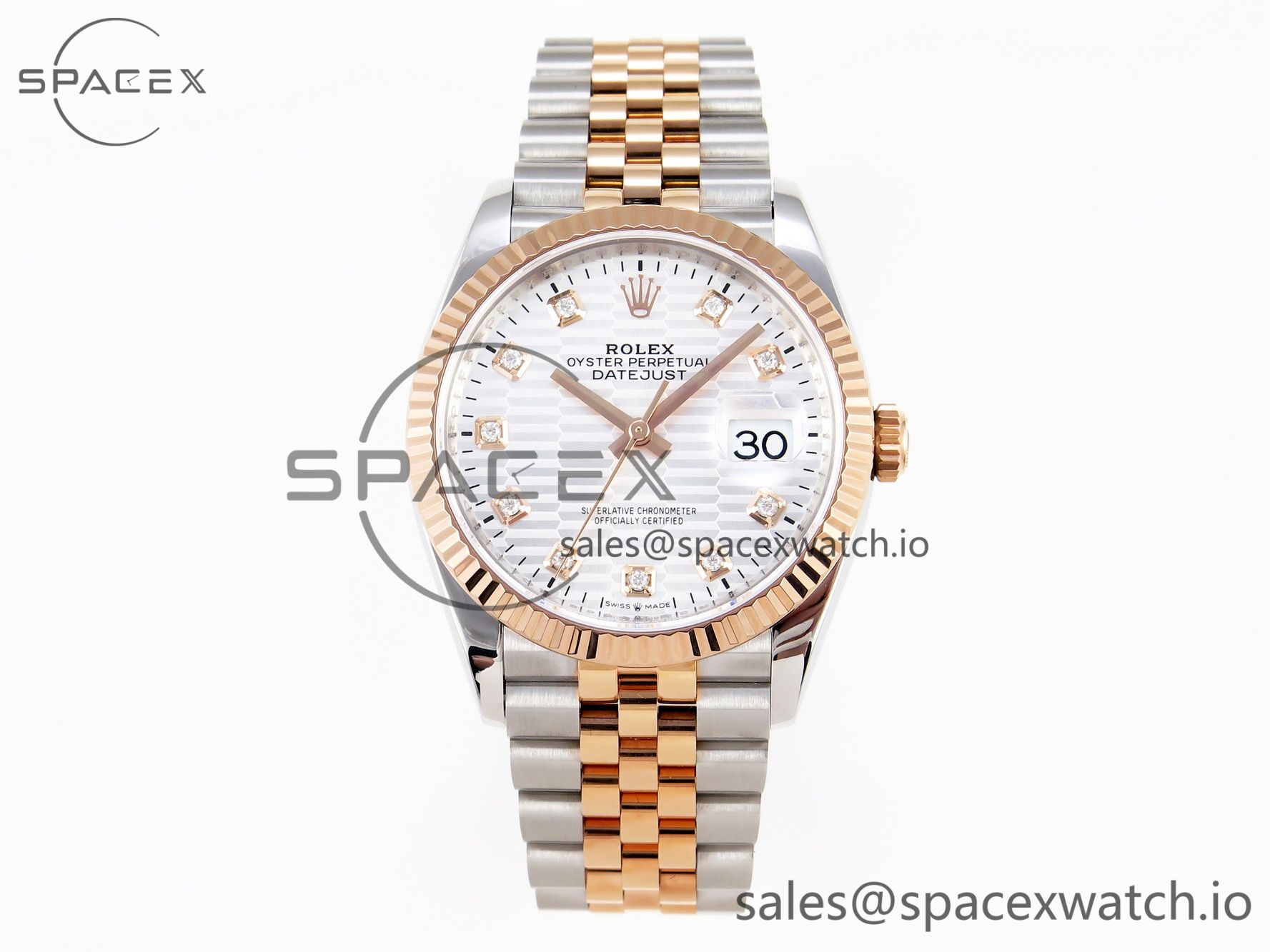 IMG_0142 Rolex DateJust 36 SS 126231 VSF 1:1 Best Edition 904L Steel Silver Textured Diamonds Dial on Jubilee Bracelet VS3235 - Image 1