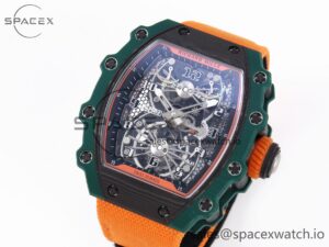 Richard Mille RM21-02 Tourbillon NTPT RMF Best Edition Skeleton Dial on Orange Rubber Strap - Image 4
