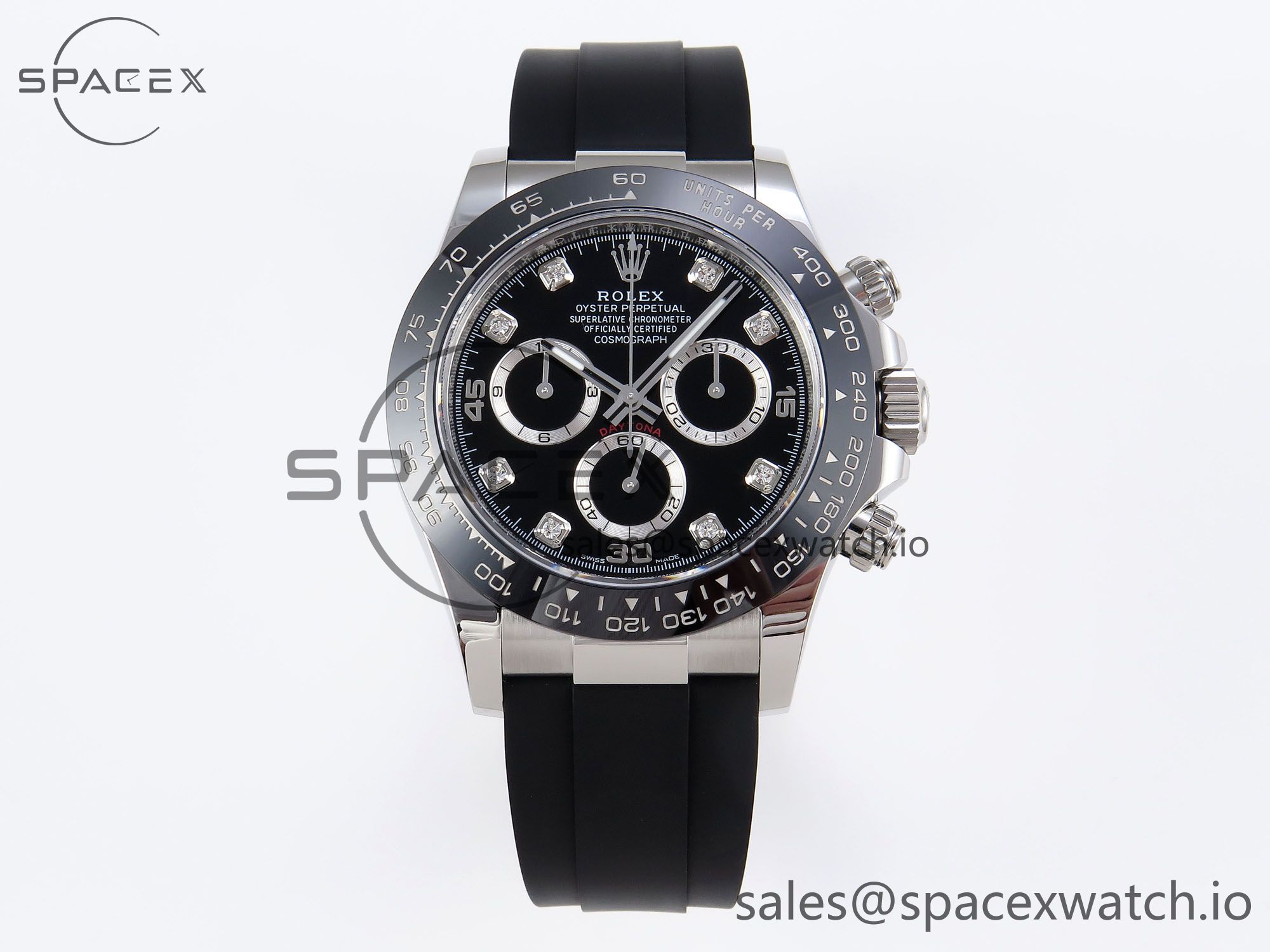 IMG_0143 Rolex Daytona 116519 APSF 1:1 Best Edition Black Diamonds Dial on Oysterflex Rubber Strap SH4130 - Image 1