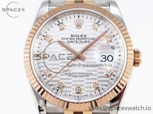 Rolex DateJust 36 SS 126231 VSF 1:1 Best Edition 904L Steel Silver Textured Diamonds Dial on Jubilee Bracelet VS3235 - Image 2