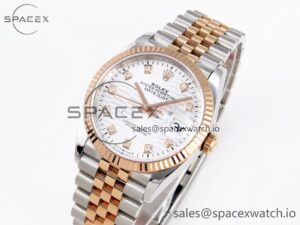 Rolex DateJust 36 SS 126231 VSF 1:1 Best Edition 904L Steel Silver Textured Diamonds Dial on Jubilee Bracelet VS3235 - Image 4
