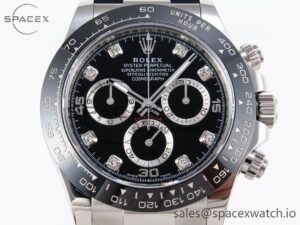 Rolex Daytona 116519 APSF 1:1 Best Edition Black Diamonds Dial on Oysterflex Rubber Strap SH4130 - Image 2