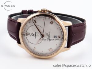 Omega De Ville Date RG MKF 1:1 Best Edition White Textured Dial Roman Marker on Brown Leather Strap A8800 - Image 5