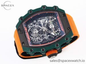 Richard Mille RM21-02 Tourbillon NTPT RMF Best Edition Skeleton Dial on Orange Rubber Strap - Image 6