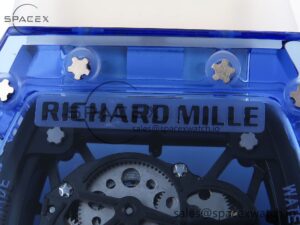 Richard Mille RM035 Blue Transparent RMF Best Edition Skeleton Dial on Translucent Rubber Strap Clone RMUL2 - Image 17