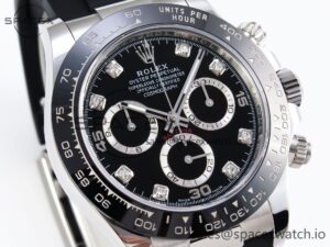 Rolex Daytona 116519 APSF 1:1 Best Edition Black Diamonds Dial on Oysterflex Rubber Strap SH4130 - Image 3