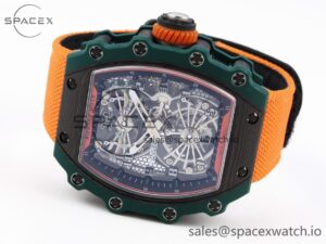 Richard Mille RM21-02 Tourbillon NTPT RMF Best Edition Skeleton Dial on Orange Rubber Strap - Image 5