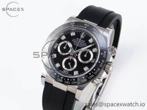 Rolex Daytona 116519 APSF 1:1 Best Edition Black Diamonds Dial on Oysterflex Rubber Strap SH4130 - Image 4