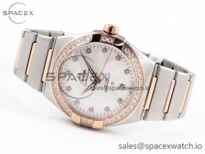 Omega Constellation 39mm SS/RG Diamonds Bezel ASWF 1:1 Best Edition White Diamonds Dial on SS/RG Bracelet A8800 - Image 5