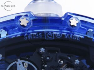 Richard Mille RM035 Blue Transparent RMF Best Edition Skeleton Dial on Translucent Rubber Strap Clone RMUL2 - Image 18