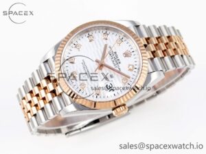 Rolex DateJust 36 SS 126231 VSF 1:1 Best Edition 904L Steel Silver Textured Diamonds Dial on Jubilee Bracelet VS3235 - Image 6